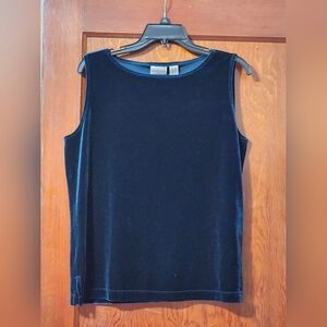 Chico's Dark Green Velvet Sleeveless Tank Top Size 2 Large EUC